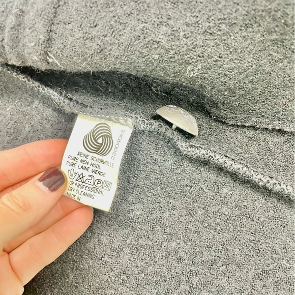 VINTAGE Geiger of Austria Smiley Black Boiled Wool Winter Coat Cardigan Jacket S - Picture 5 of 13